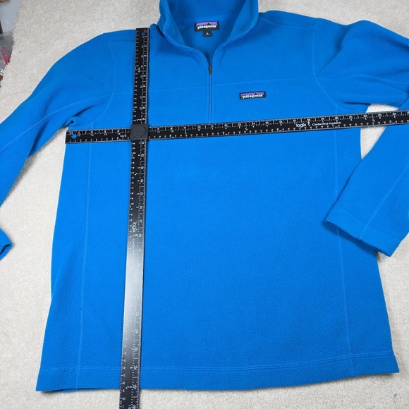 Patagonia Sweater Mens M Reg Blue Fleece Quarter Zip Pullover Hiking Comfort - Picture 9 of 9